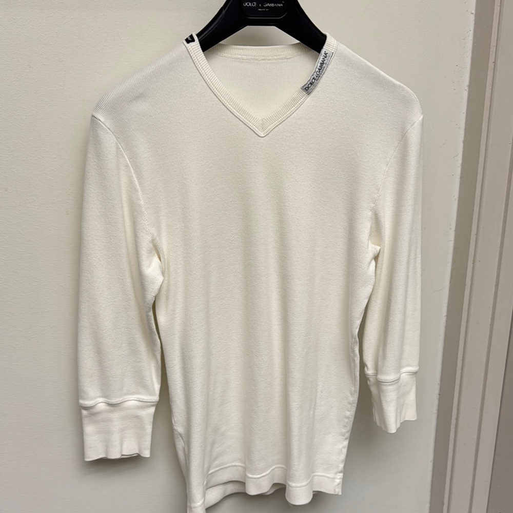 Vintage Rare Dolce & Gabbana 3/4 ribbed V-neck runway fitted top M